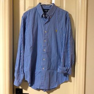 Ralph Lauren men’s classic fit blue and white striped button down